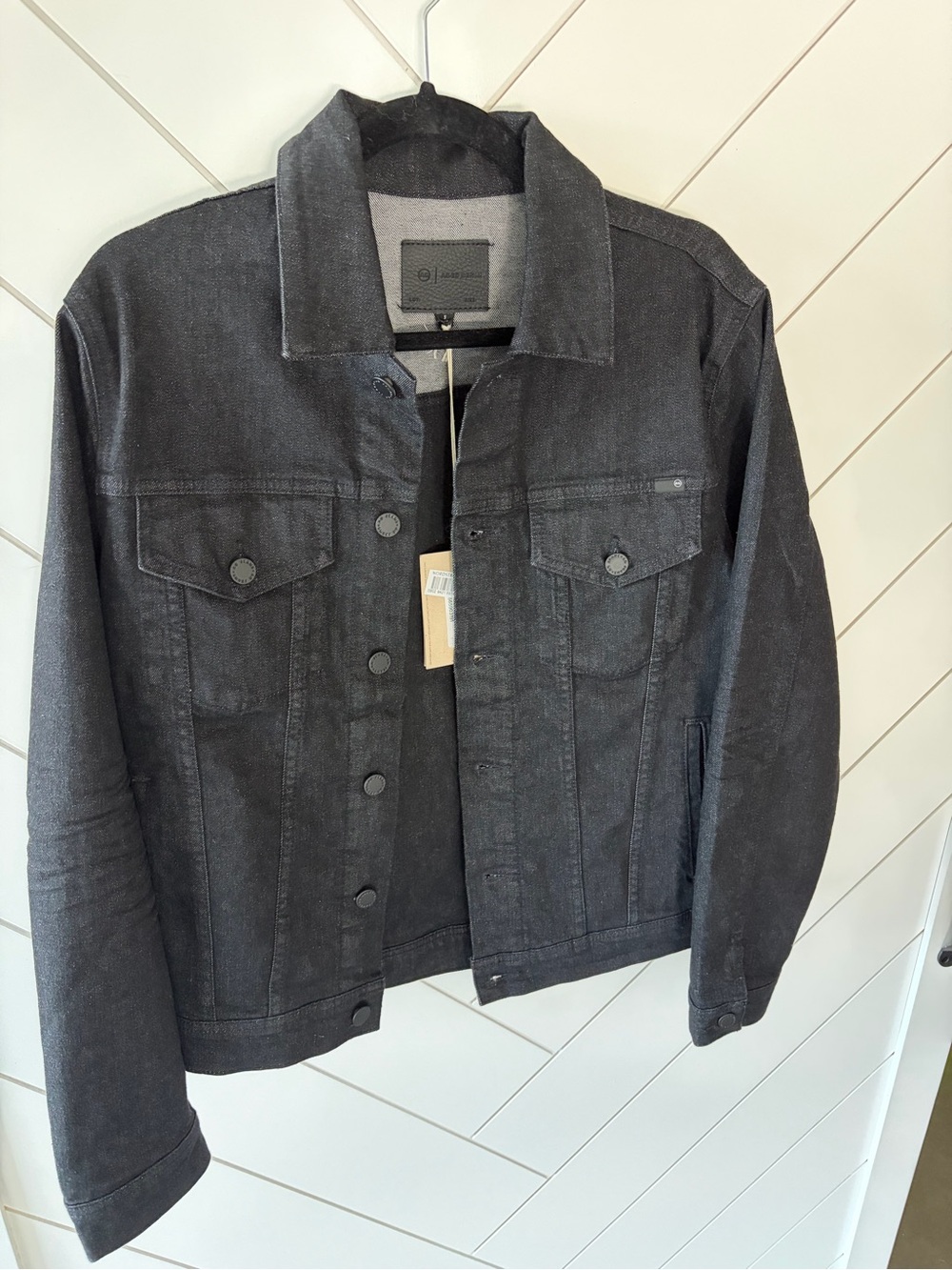 Ag Adriano Goldschmied Black Denim Trucker Jacket New